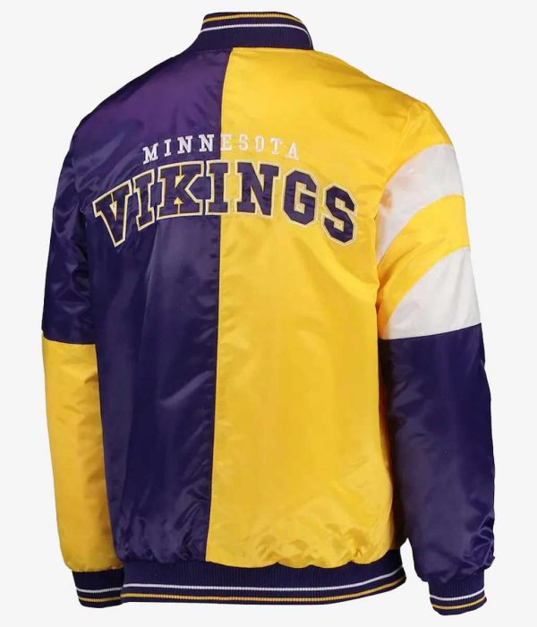 Minnesota Vikings Leader Yellow and Purple Jacket back