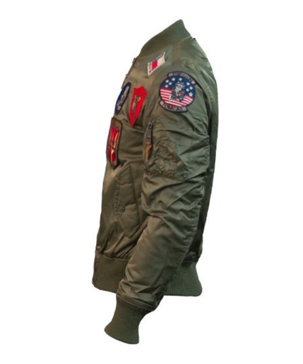 Top Gun Ma-1 Nylon Bomber Jacket With Patches side