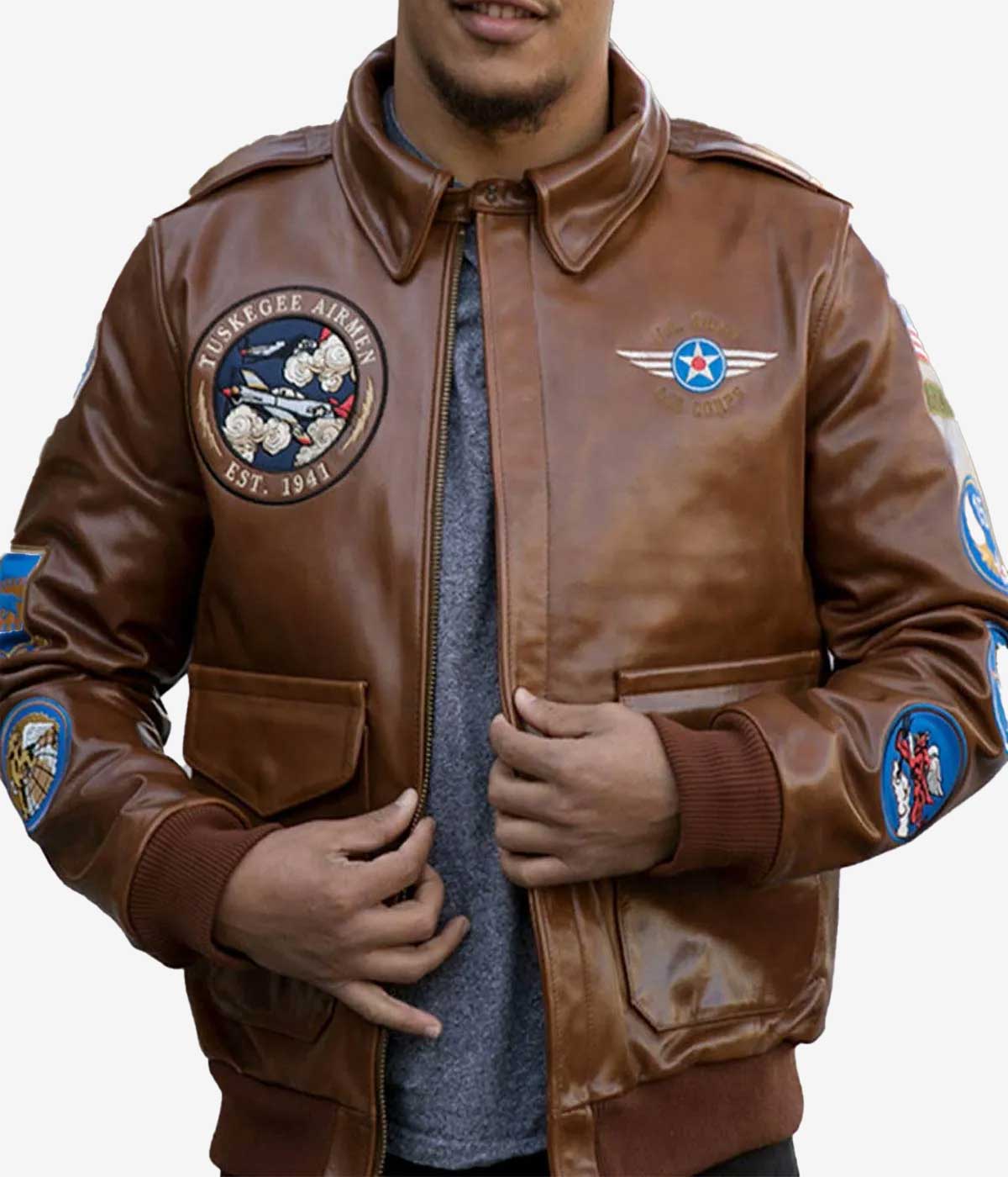 Tuskegee Airmen A2 Fighter Brown Leather Jacket A2 Jackets