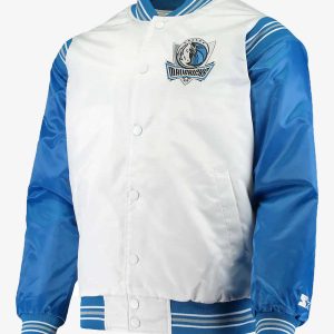 Dallas Mavericks Renegade White and Blue Starter Jacket