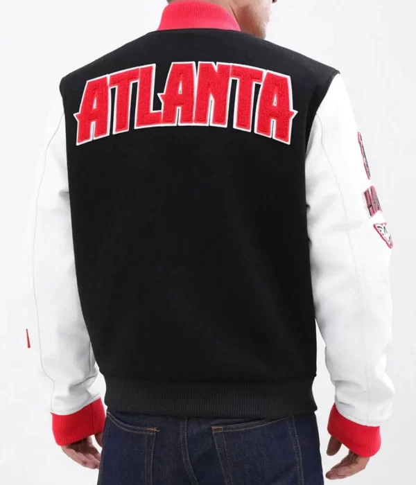 Atlanta Hawks Letterman Black and White Jacket back