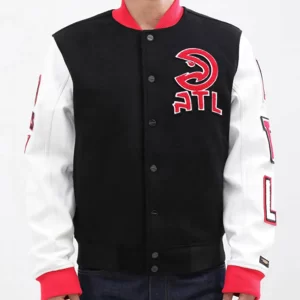 Atlanta Hawks Letterman Black and White Jacket