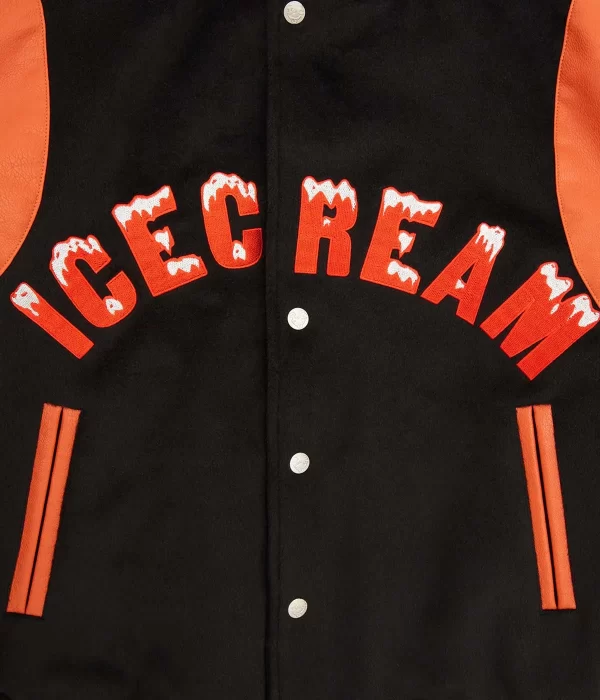 Icecream BBC Embroidered Black Varsity Jacket logo