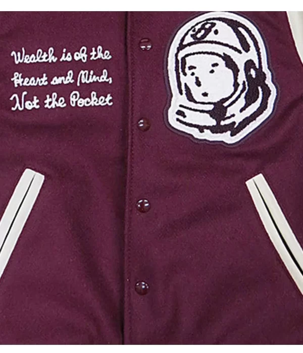 BBC White and Maroon Letterman Leather Jacket