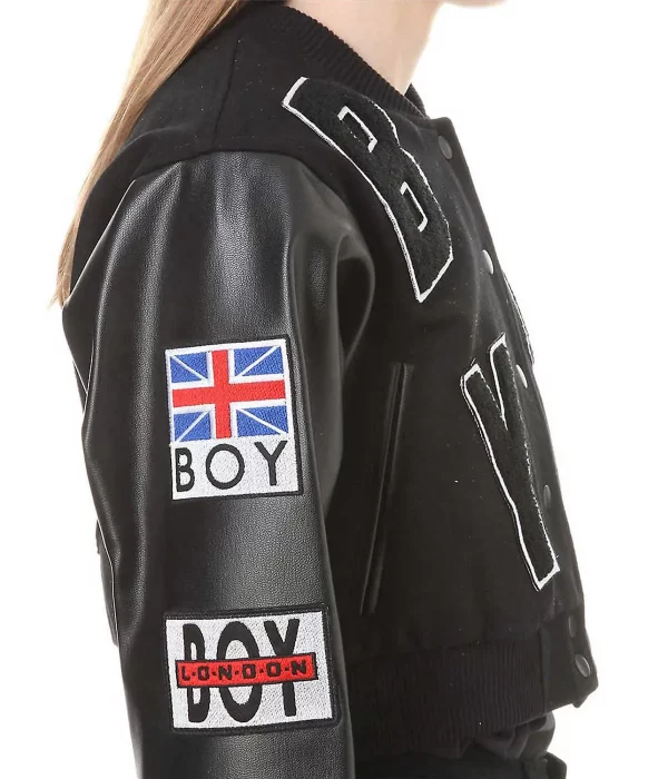 Boy London Black Crop Letterman Jacket sided