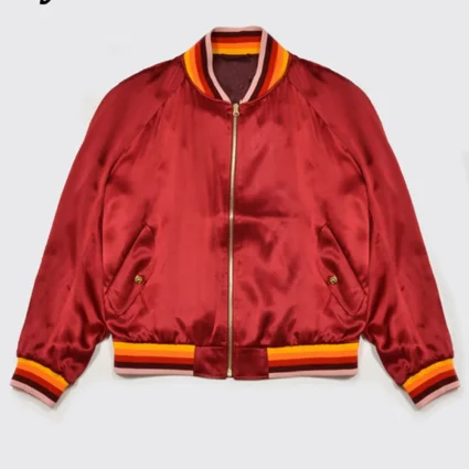 Embroidered Casablanca Souvenir Bomber Jacket red