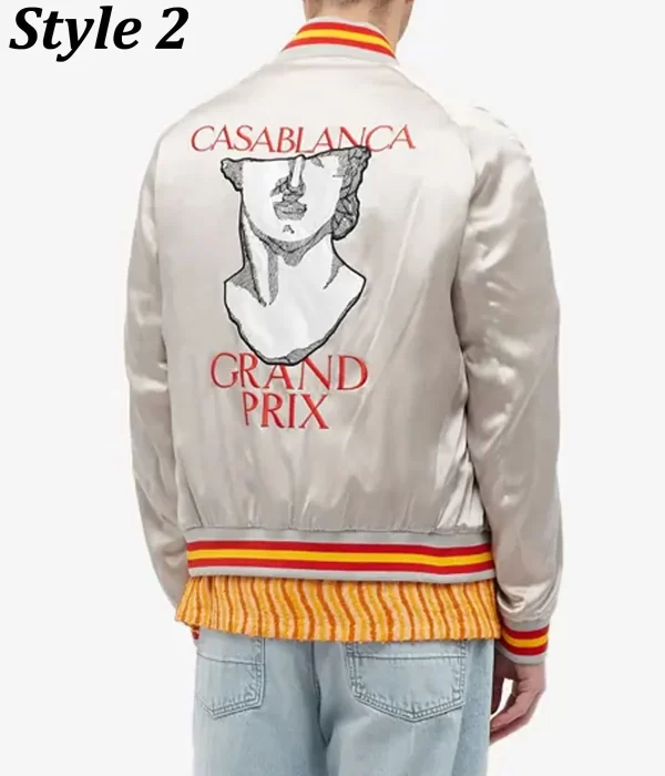 Embroidered Casablanca Souvenir Satin Bomber Jacket back