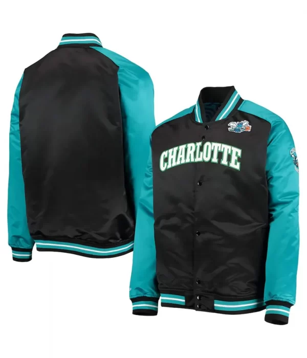Charlotte Hornets Black and Teal Hardwood Classics Reload 3.0 Jacket