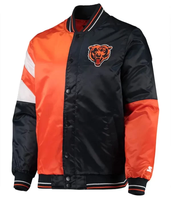 Chicago Bears Leader Navy/Orange Full-Snap Satin Jacket