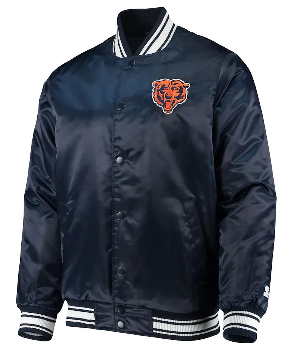 Chicago Bears Locker Room Bomber Satin Blue Jacket A2 Jackets