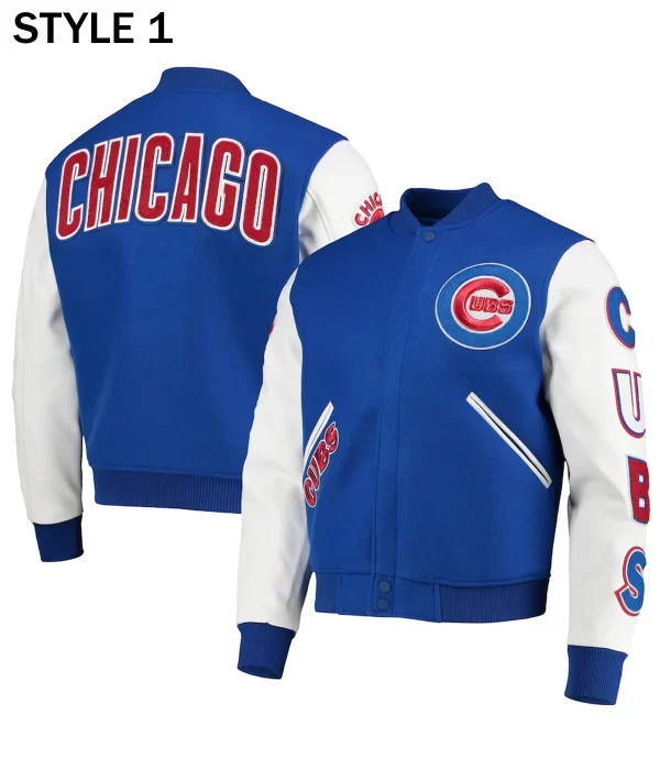 Varsity Chicago Cubs Royal Blue and White Jacket