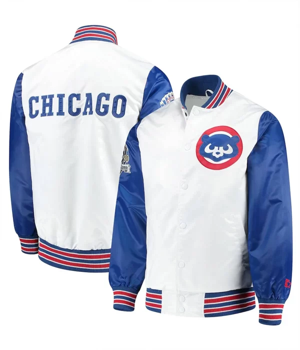 Varsity Chicago Cubs Satin Royal Blue and White Jacket