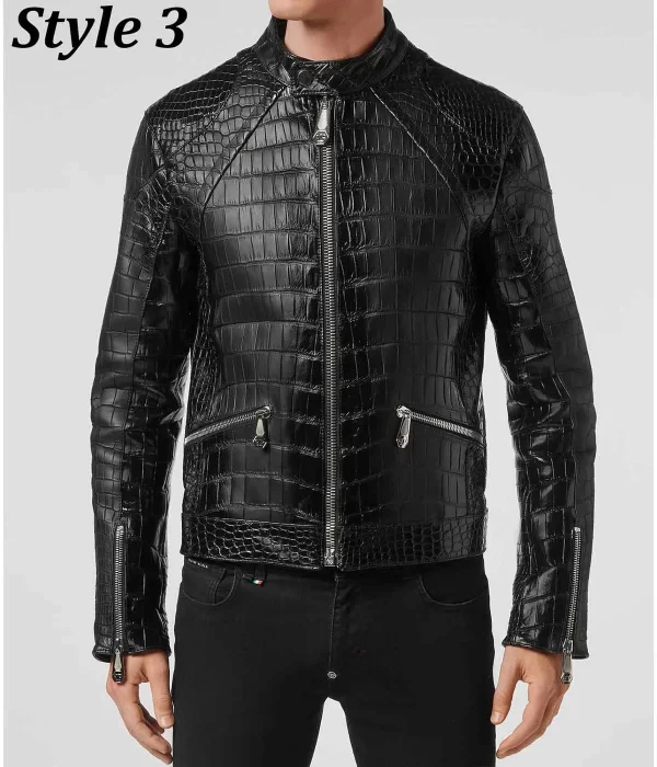 Biker Croc Alligator Real Leather Jacket