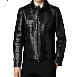 Biker Croc Alligator Leather Jacket