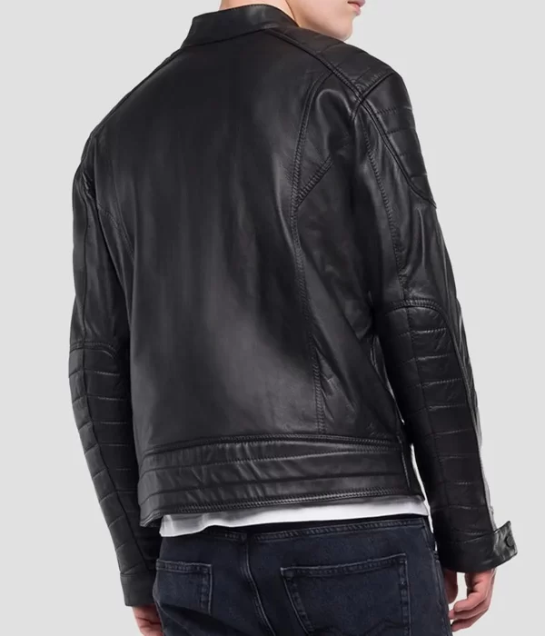 Men’s Crust Motorcycle Zipper Pockets Leather Jacket