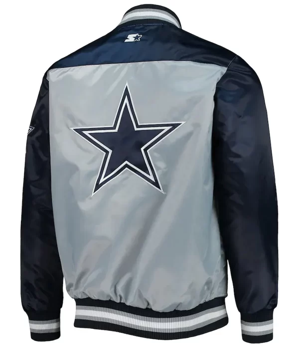 Dallas Cowboys The Tradition II Blue and Grey Satin Jacket back