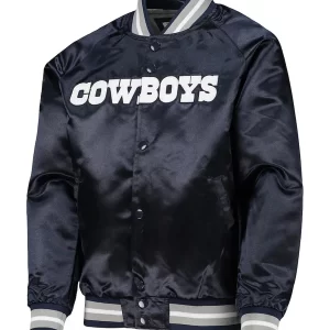 Dallas Cowboys Raglan Navy Blue Satin Jacket