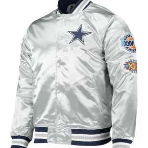 Varsity Dallas Cowboys Silver Satin Jacket