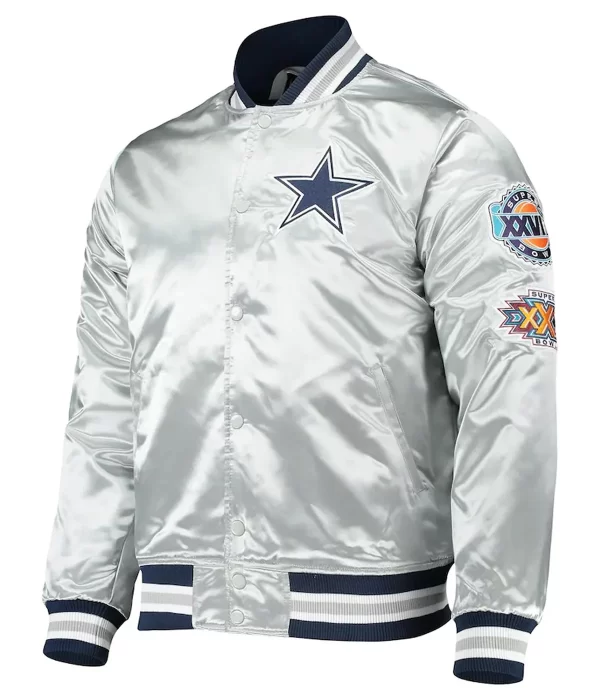 Varsity Dallas Cowboys Silver Satin Jacket