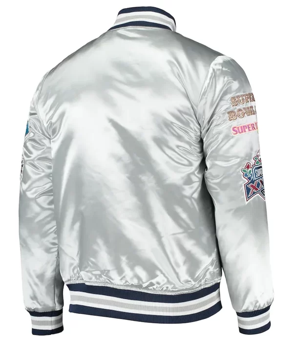 Varsity Dallas Cowboys Silver Satin Jacket back