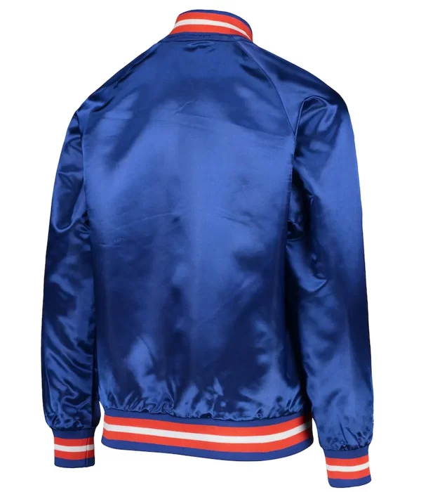 Bomber Denver Broncos Royal Blue Satin Jacket back