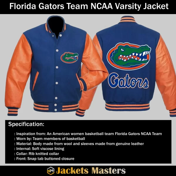 Florida Gators Team NCAA Varsity Blue Jacket