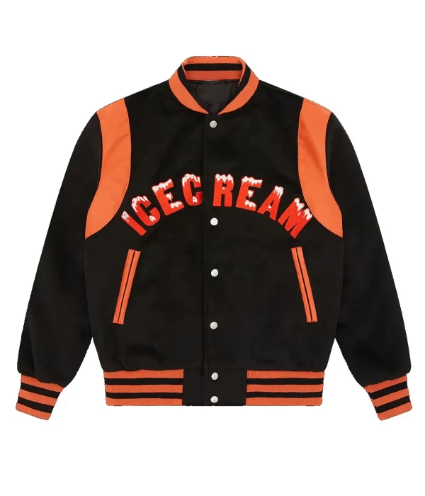 Icecream BBC Embroidered Black Varsity Jacket