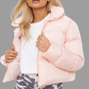 Baby Pink Cropped Puffer Jacket