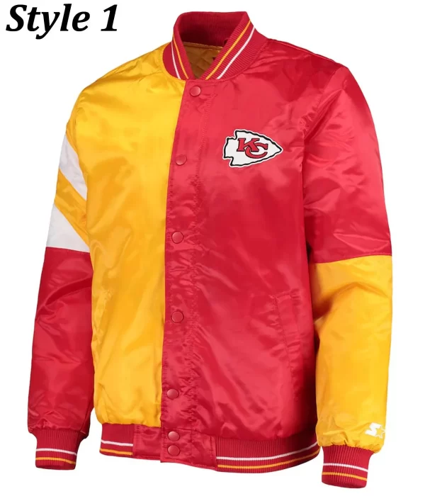 Kansas City Chiefs Red and Yellow Satin Varsity Jacket