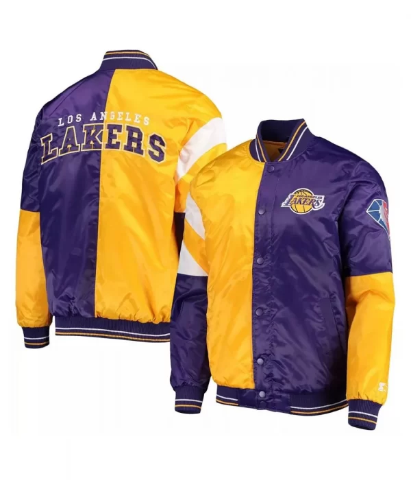 LA Lakers 75th Anniversary Leader Block Satin Jacket double