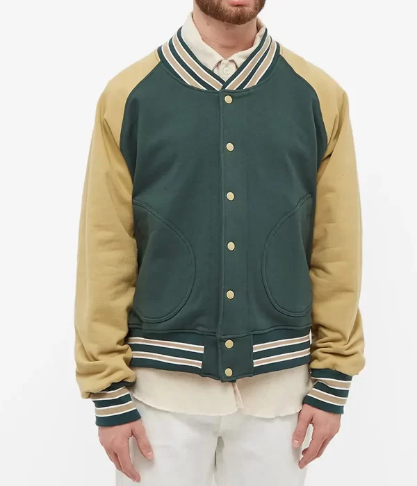 Mild Old-School Style Full Snap Varsity Jacket