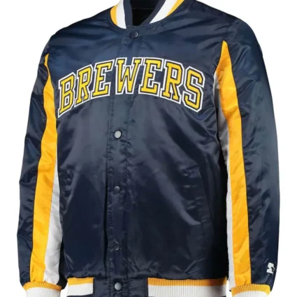 Milwaukee Brewers The Ace Satin Navy Blue Jacket