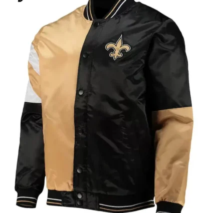 New Orleans Saints Throwback Varsity Black and Brown Jacket