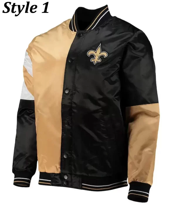 New Orleans Saints Throwback Varsity Black and Brown Jacket