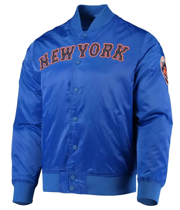 New York Mets Full-Snap Satin Royal Blue Jacket