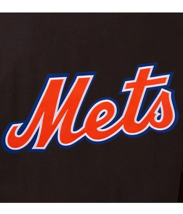 NY Mets Wool & Leather Black Jacket