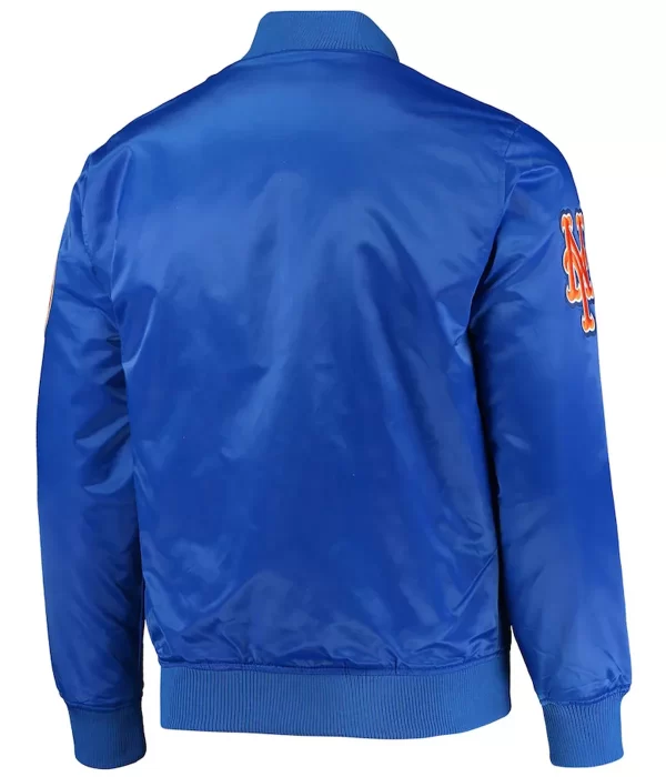 New York Mets Full-Snap Satin Royal Blue Jacket back