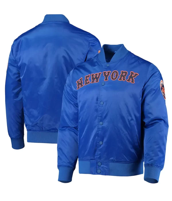 New York Full-Snap Royal Blue Satin Jacket