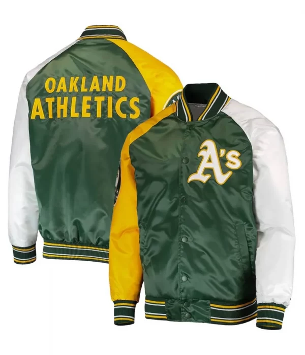 Oakland Athletics Reliever Satin Varsity Jacket double