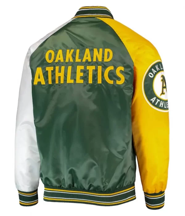 Oakland Athletics Reliever Satin Varsity Jacket back