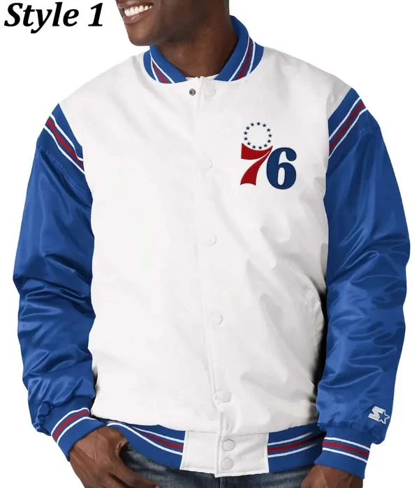 Renegade Philadelphia 76ers Full-Snap Satin Fabric Jacket