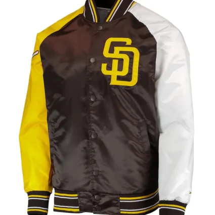 San Diego Padres Raglan Reliever Satin Varsity Jacket