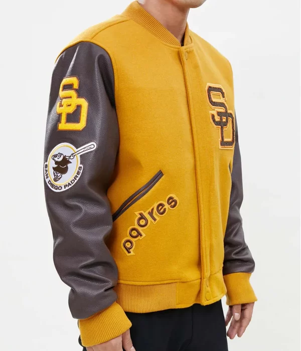 Logo San Diego Padres Full-Zip Varsity Yellow/Orange Jacket