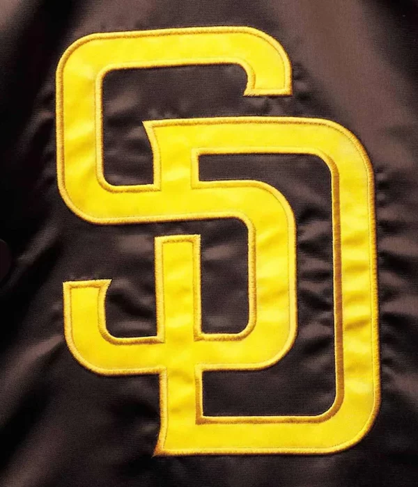 San Diego Padres Raglan Reliever Brown and Gold Satin Varsity Jacket