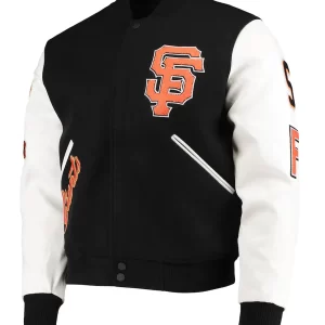 San Francisco Giants Letterman White and Black Full-Zip Jacket