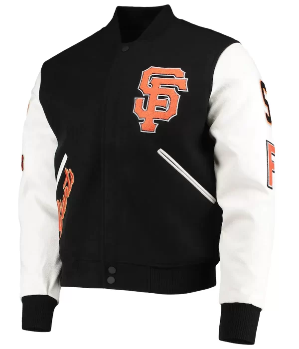 San Francisco Giants Letterman White and Black Full-Zip Jacket