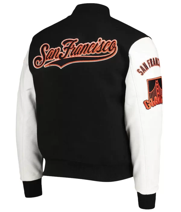 San Francisco Giants Letterman White and Black Full-Zip Jacket back