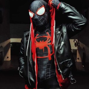 Spider‑Man Morales Black Jacket with Red Hoodie