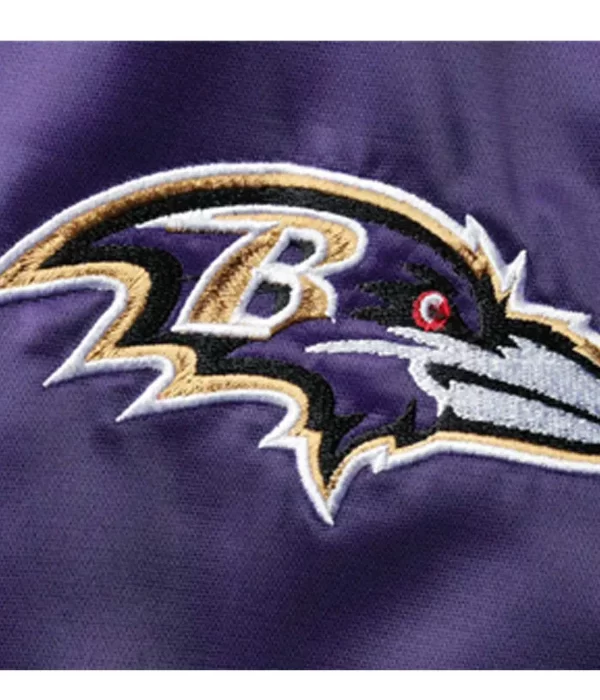 Varsity Baltimore Ravens Full-Snap Satin Jacket logo