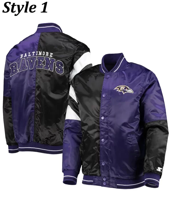 Varsity Baltimore Ravens Full-Snap Satin Jacket double